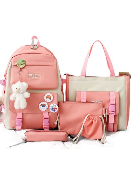 Büyük Kapasiteli Beş Parçalı Yeni Öğrenci Okul Çantası Ayı Seti (Yurt Dışından)