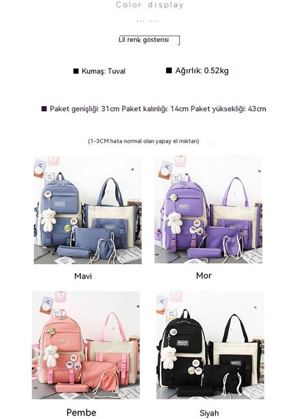 Büyük Kapasiteli Beş Parçalı Yeni Öğrenci Okul Çantası Ayı Seti (Yurt Dışından) fiyatları