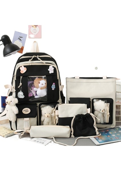 Büyük Kapasiteli Çok Parçalı Set Yeni Öğrenci Okul Çantası Ayı ve Rozet (Yurt Dışından)