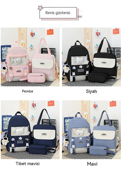 Büyük Kapasiteli Çok Parçalı Renk Bloklu Öğrenci Okul Çantası Astronot Okul Çantası (Yurt Dışından) modelleri