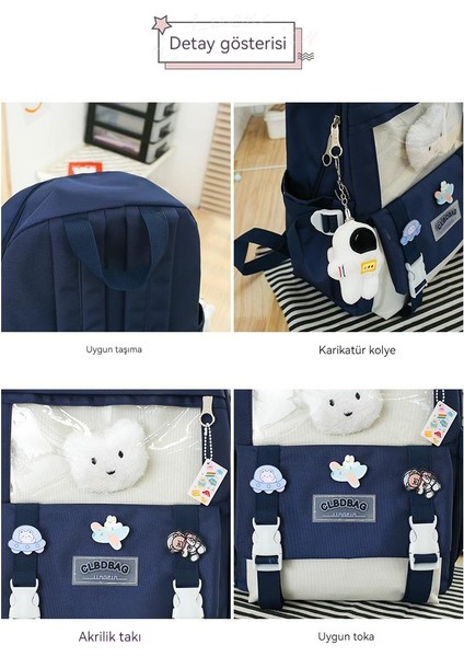 Büyük Kapasiteli Çok Parçalı Renk Bloklu Öğrenci Okul Çantası Astronot Okul Çantası (Yurt Dışından) fırsatları