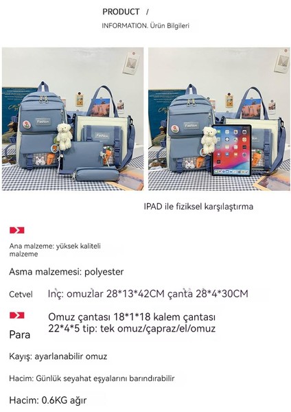 Büyük Kapasiteli Çok Parçalı Set Yeni Öğrenci Okul Çantası Ayı (Yurt Dışından)