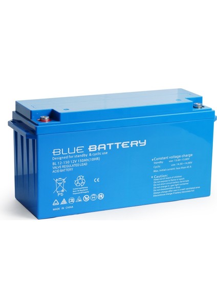 Blue Battery 12 Volt 150 Ah  Bakımsız Kuru Akü , Ups Aküsü