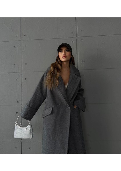 Deli Dolu Moda Kadın Oversize Kapaklı Cep Kaşe Kaban