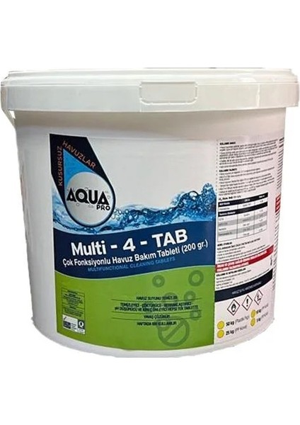 Aqua Pro Havuzavm-Aquapro Multı 4 Fonskiyonel Tablet Klor 200 Gr. 5 kg