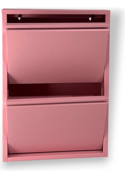 2 Raflı Metal Ayakkabılık | Pembe | 2li Metal Ayakkabı Dolabı | Rehome modelleri