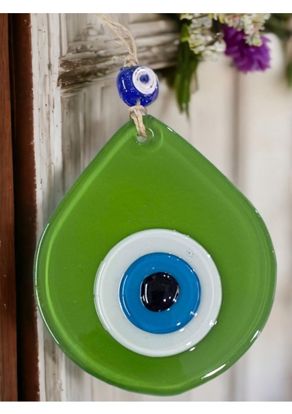 Orta Boy Çimen Yeşil Damla Desen Nazar Boncuklu Duvar Dekoru Cam Duvar Süsü fırsatları