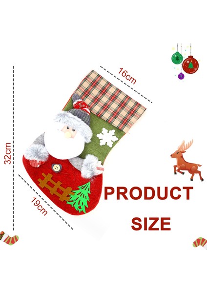 3 Adet Noel Hediye Keseleri-Yaşlı Adamın Noel Çorapları + Kardan Adamın Noel Çorapları + Geyiklerin Noel Çorapları (Yurt Dışından)