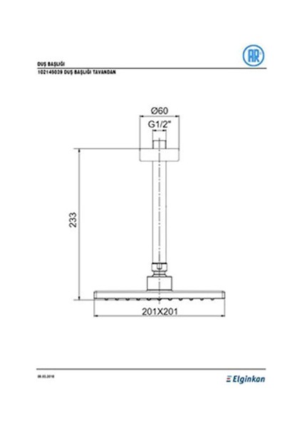 Terra Duş Başlığı Tepe Duşu ECA Garantili 102145039
