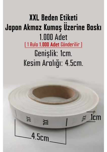 Xxl Beden Etiketi / Tırnak Etiketi ( 1 Rulo x 1000 Adet )