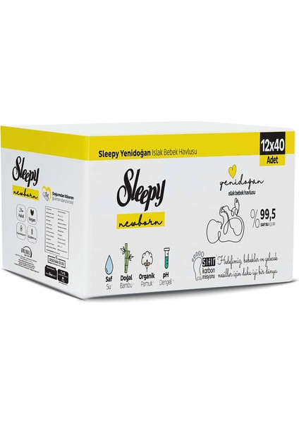 Natural Yenidoğan Islak Pamuklu Bambu Havlu 12X40