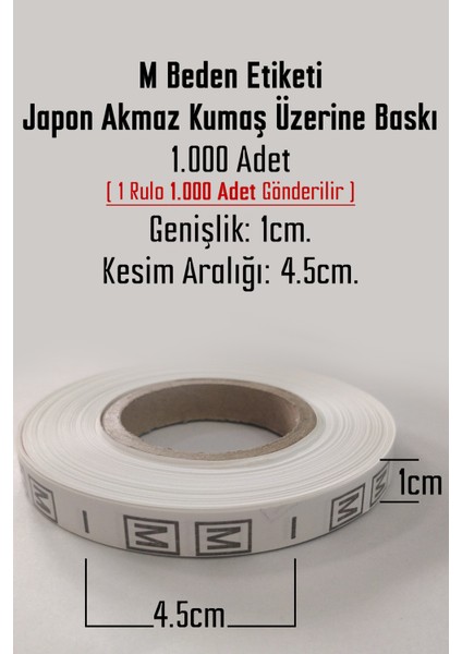 M Beden Etiketi / Tırnak Etiketi ( 1 Rulo x 1000 Adet )