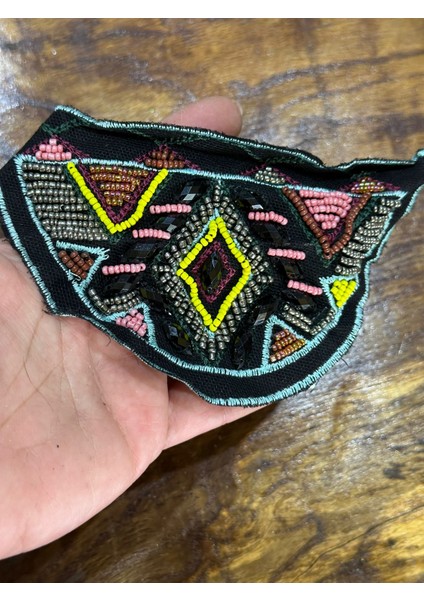 14X9 cm Boncuk Işleme Apolet Arma Yama Dikiş Hobi Aksesuarı