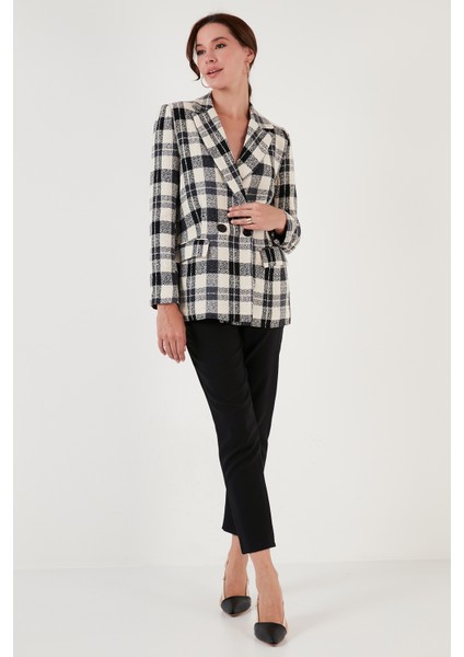 Regular Fit Kruvaze Yaka Tüvit Blazer Ceket Kadın Ceket 611CE0310 fırsatları