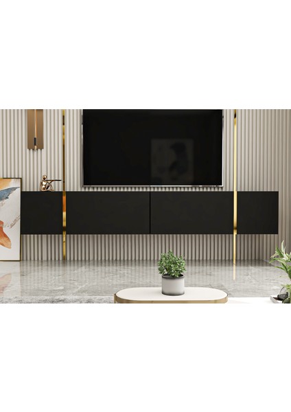 Su Tv Ünitesi Altın 150 cm Duvara Monte Ayaklı
