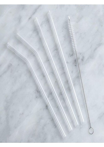 6'lı 9mm 20CM Boyunda Cam Pipet ve 1 Adet Pipet Temizleme Fırçası Seti