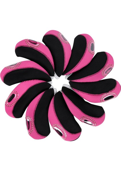 10 Adet Neopren Golf Demir Headcovers Seti Golf Kulübü Golf Sopası Kılıfı Koruyucu Pembe (Yurt Dışından)