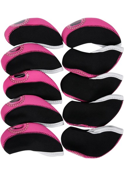 10 Adet Neopren Golf Demir Headcovers Seti Golf Kulübü Golf Sopası Kılıfı Koruyucu Pembe (Yurt Dışından) fiyatları