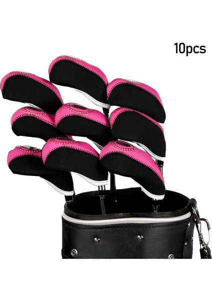 10 Adet Neopren Golf Demir Headcovers Seti Golf Kulübü Golf Sopası Kılıfı Koruyucu Pembe (Yurt Dışından) indirimleri