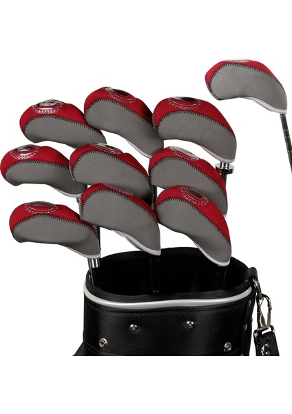 10X Neopren Golf Ütüler Kılıfı Şeffaf Ünümlü Kırmızı (Yurt Dışından)