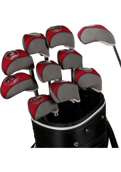 10X Neopren Golf Ütüler Kılıfı Şeffaf Ünümlü Kırmızı (Yurt Dışından)