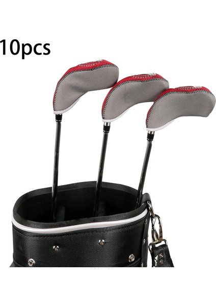 10X Neopren Golf Ütüler Kılıfı Şeffaf Ünümlü Kırmızı (Yurt Dışından)