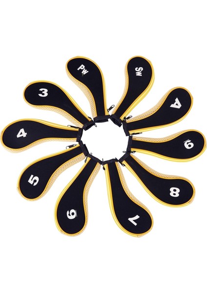 10X Neopren Golf Demir Başörtüsü Golf Kulübü Golf Sopası Kılıfı Koruyucu Eğitim Için Sarı ve Siyah (Yurt Dışından)