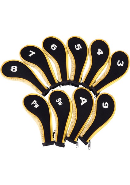 10X Neopren Golf Demir Başörtüsü Golf Kulübü Golf Sopası Kılıfı Koruyucu Eğitim Için Sarı ve Siyah (Yurt Dışından) fiyatları
