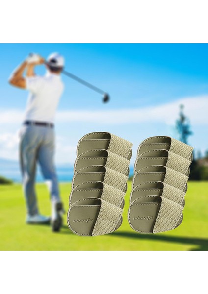 Golf Demir Kafa Kapakları Seti Taşınabilir Koruyucu Pu Deri Başörtüsü Golf Kafa Yeşil Büyük (Yurt Dışından)