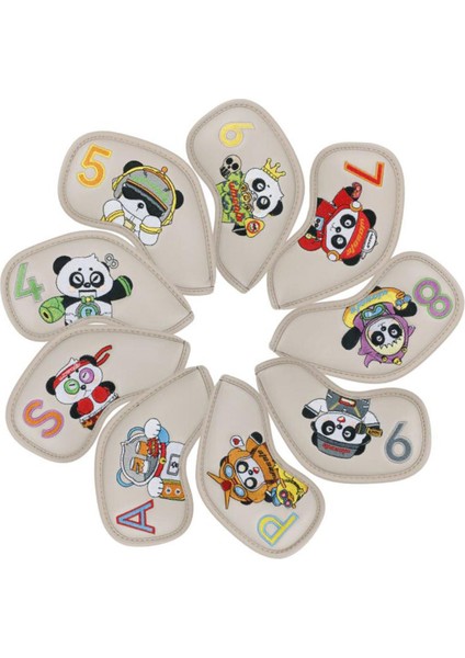 9x Kulüp Golf Sopası Kılıfı Golf Takozları Headcovers Erkekler Hediye Pu Golf Demir Headcovers Kahverengi (Yurt Dışından) indirimleri