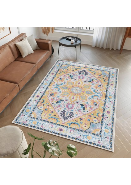 Dekoratif Özel Tasarım Yıkanabilir,ince, Kaymaz Tabanlı Modern Vintage Halı
