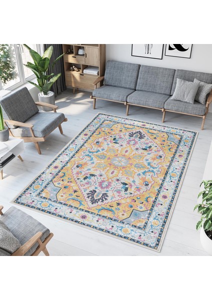 Dekoratif Özel Tasarım Yıkanabilir,ince, Kaymaz Tabanlı Modern Vintage Halı
