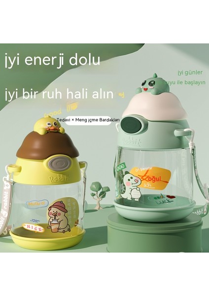 2023 Yeni Karikatür Bebek Taşınabilir Açık Büyük Kapasiteli Kayış Bardak Öğrenci Çocuk Pipet Plastik Su Bardağı (Yurt Dışından) indirimleri