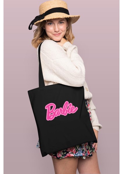 Barbie Baskılı Tote Bag Gabardin Çanta