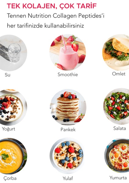 Tip 1, Tip 2, Tip 3 Collagen, Saf ve Doğal Hidrolize Kolajen, Hyaluronik Asit, Vitamin C, Biotin, Elastin, 306 gr, 30 Servis