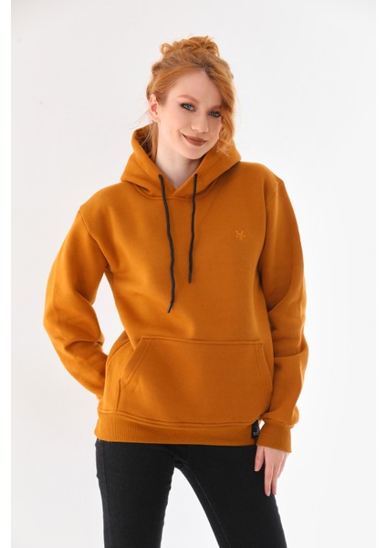 Kapüşonlu 3 Iplik Şardonlu Kanguru Cepli Bayan Sweatshirt