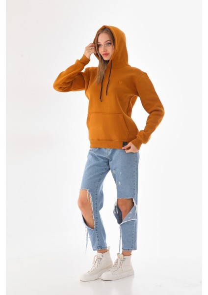 Kapüşonlu 3 Iplik Şardonlu Kanguru Cepli Bayan Sweatshirt fırsatları