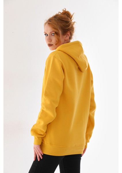 Kapüşonlu 3 Iplik Şardonlu Kanguru Cepli Bayan Sweatshirt