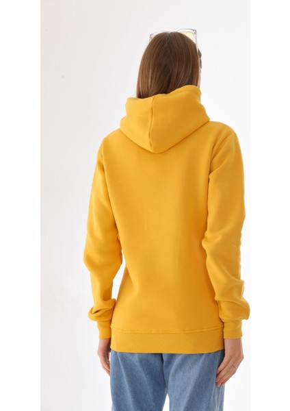 Kapüşonlu 3 Iplik Şardonlu Kanguru Cepli Bayan Sweatshirt