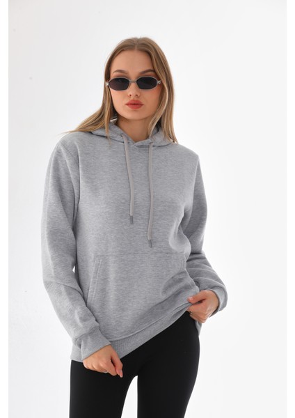 Kapüşonlu 3 Iplik Şardonlu Kanguru Cepli Bayan Sweatshirt fiyatları