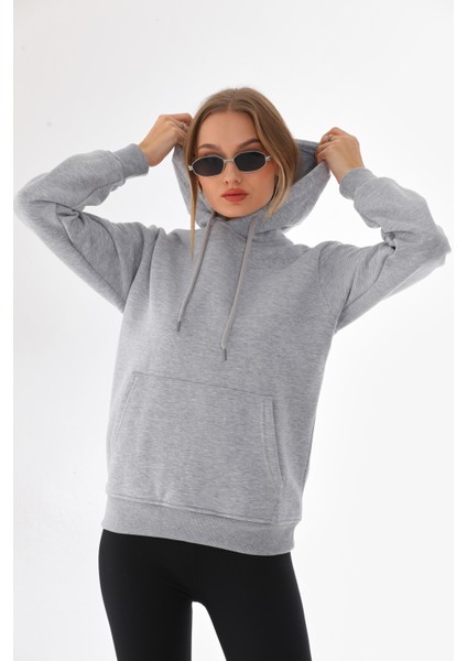 Kapüşonlu 3 Iplik Şardonlu Kanguru Cepli Bayan Sweatshirt modelleri