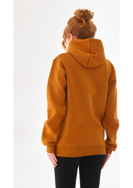 Kapüşonlu 3 Iplik Şardonlu Kanguru Cepli Bayan Sweatshirt