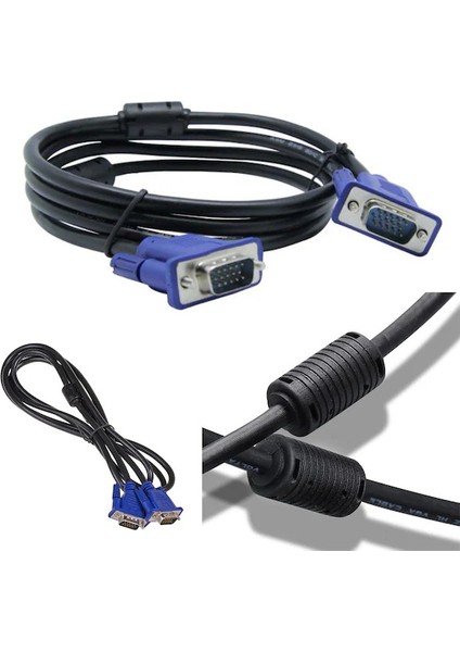 VGA Kablo Ekran LCD Monitör Projeksiyon Bağlantı Kablosu - Çift Filtreli - 1.5 Metre
