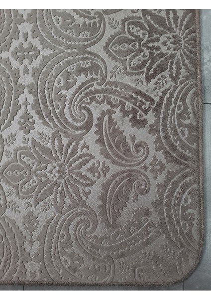 3’lü Kapuçino Ultrasoft Desenli Klozet Takımı Banyo Halısı Paspas Seti