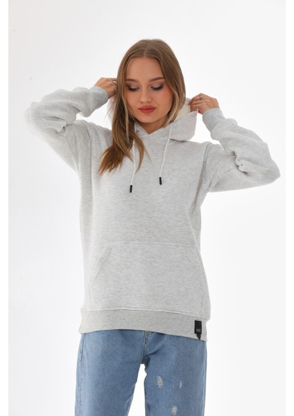 Kapüşonlu 3 Iplik Şardonlu Kanguru Cepli Bayan Sweatshirt fiyatları