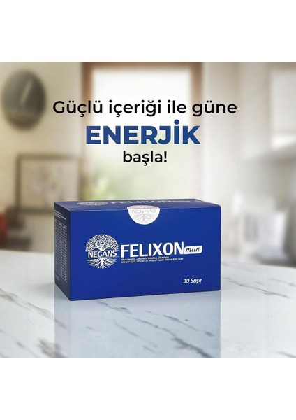 Felixon Man - Erkeklere Özel Multivitamin L- Karnitin Koenzim Q10 Kore Gingnseng Selenyum Miyo- İnositol L-Arjinin Glutatyon