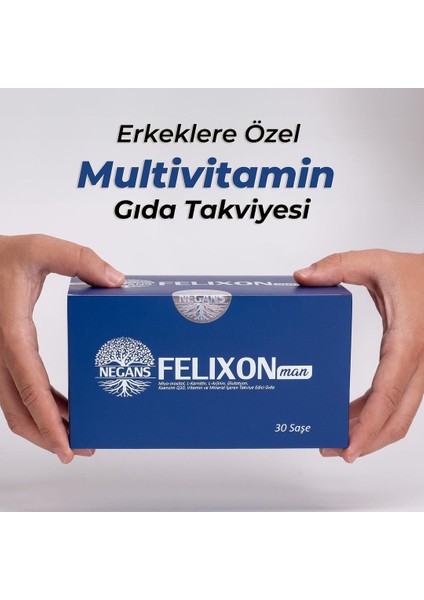 Felixon Man - Erkeklere Özel Multivitamin L- Karnitin Koenzim Q10 Kore Gingnseng Selenyum Miyo- İnositol L-Arjinin Glutatyon