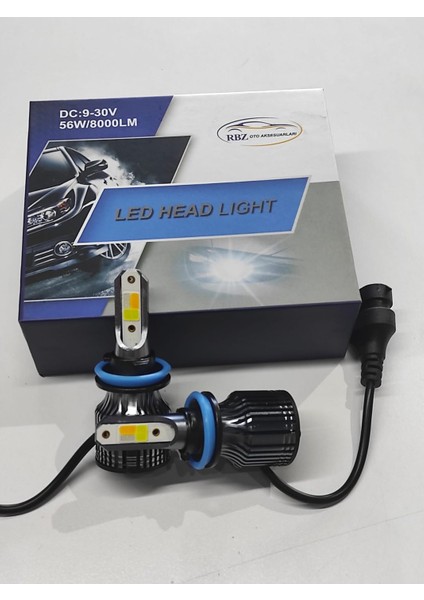 H11 LED Xenon 3 Renk Şimşek Etkili LED Xenon Çakarsız Mavi-Sarı Beyaz