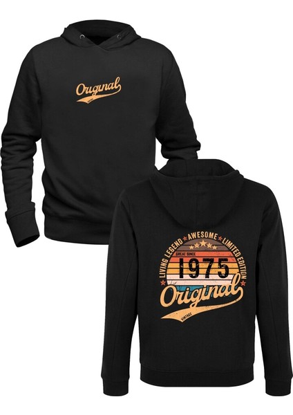 Vintage Living Legend 1975 Siyah Ön Arka Baskılı Sweatshirt