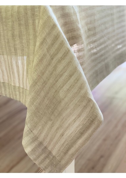 Masa Örtüsü Çizgili Keten Cappicino 160*260 cm Masa Örtüsü